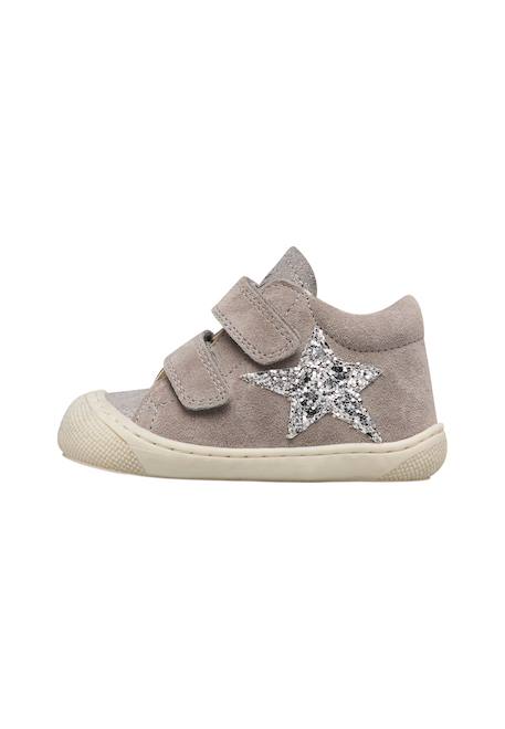 Chaussures premiers pas bébé fille en cuir et daim kolde à scratch Gris-argent 3 - vertbaudet enfant 