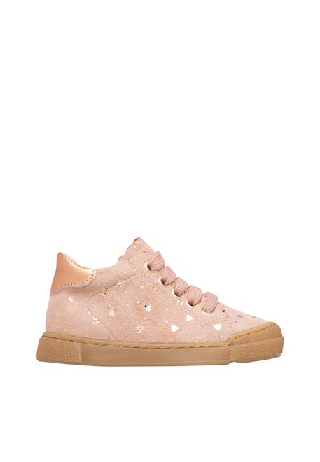 Baskets montantes fille en daim eindhoven high à zip, motif papillons Rose-platine 1 - vertbaudet enfant 