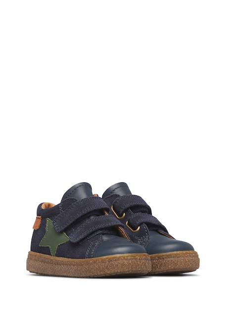 Baskets enfant en cuir et daim albus star à scratch Bleu-vert+Marron-marine 2 - vertbaudet enfant 