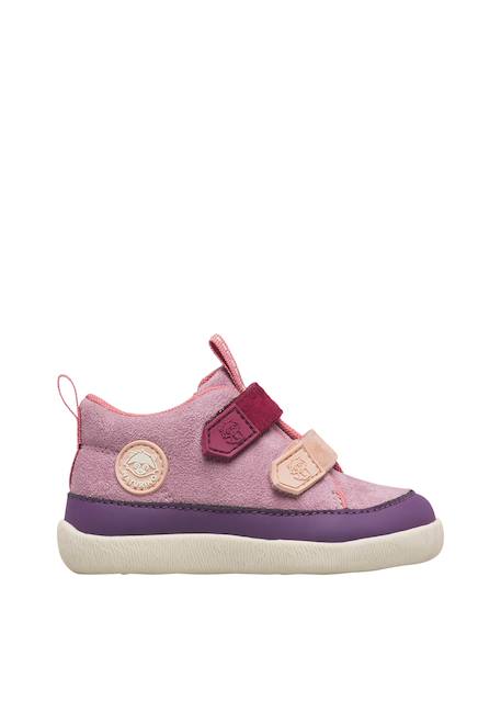 Baskets montantes enfant en simili cuir et synthétique yompy high à scratch Pourpre foncé-rose 1 - vertbaudet enfant 