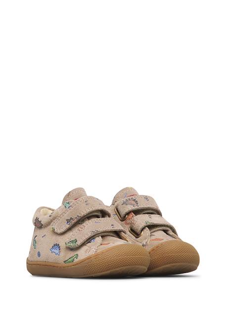 Chaussures premiers pas bébé garçon en daim cocoon à scratch Gris tourterelle-marron+Vert olive-marron 2 - vertbaudet enfant 