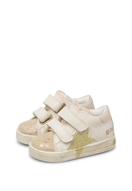 Baskets bébé fille en cuir et daim salazar 3 à scratch Blanc-platine 5 - vertbaudet enfant 