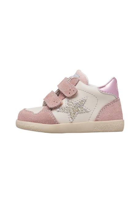 Baskets montantes bébé fille en cuir et daim alnoite high 2 à scratch Rose-platine 3 - vertbaudet enfant 