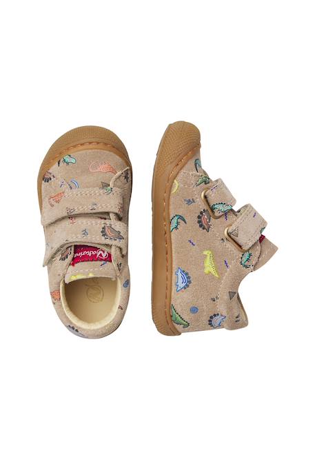 Chaussures premiers pas bébé garçon en daim cocoon à scratch Gris tourterelle-marron+Vert olive-marron 4 - vertbaudet enfant 