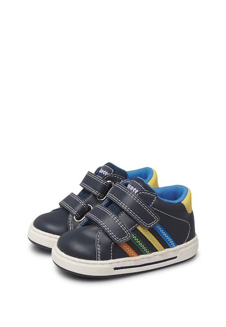 Baskets bébé garçon en cuir truby à scratch Bleu-jaune 5 - vertbaudet enfant 