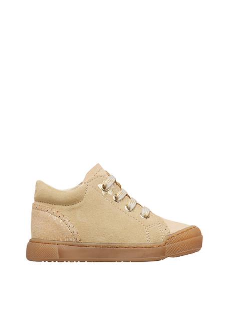 Baskets montantes fille en daim lioris high à zip Beige-platine 1 - vertbaudet enfant 