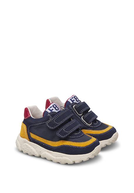 Baskets garçon en daim et tissu amantea 2 à scratch Marine-citrouille 2 - vertbaudet enfant 