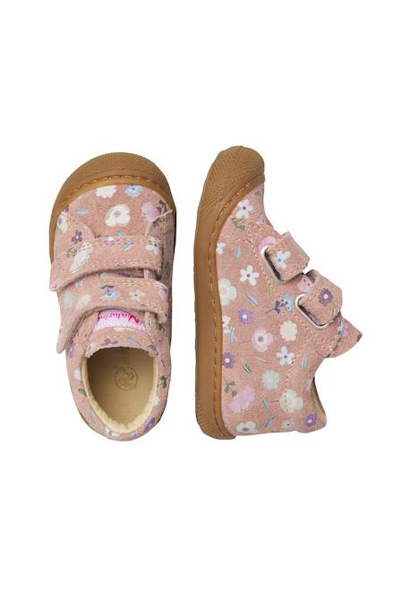 Chaussures premiers pas bébé fille en daim cocoon à scratch Gris foncé-marron+Rose-marron 9 - vertbaudet enfant 