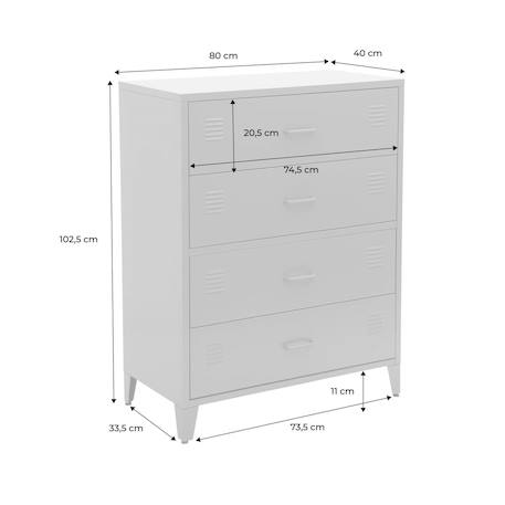 Commode industrielle acier 4 tiroirs - soho Bleu+Noir+Terracotta 17 - vertbaudet enfant 