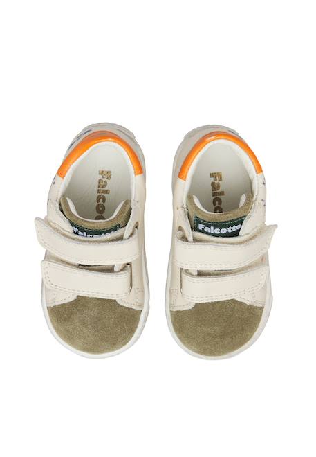 Baskets bébé garçon en cuir et daim jalip à scratch Blanc-gris+Blanc-vert 9 - vertbaudet enfant 