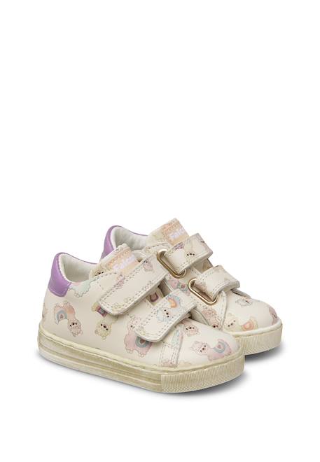 Baskets bébé fille en cuir wompa à scratch Blanc-lilas 2 - vertbaudet enfant 
