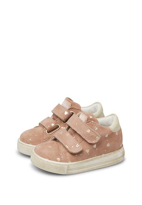 Baskets bébé fille en daim wompa à scratch Rose poudré-blanc 5 - vertbaudet enfant 