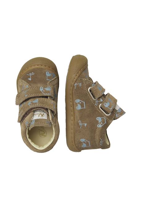 Chaussures premiers pas bébé garçon en daim cocoon à scratch Marron-vert olive 4 - vertbaudet enfant 