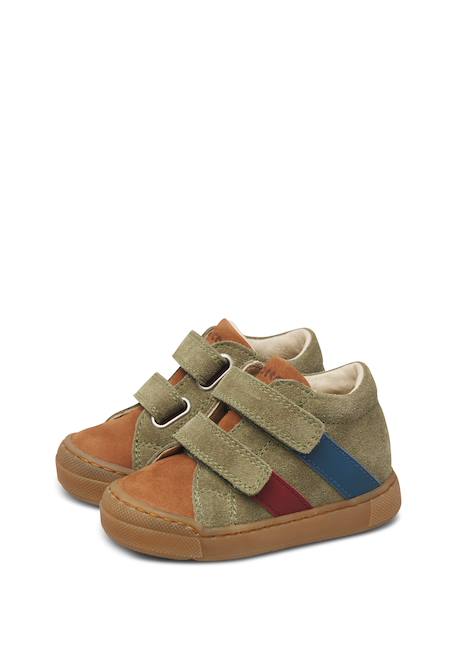 Baskets bébé garçon en cuir et daim gazer à scratch Marron-anthracite+Marron-vert 10 - vertbaudet enfant 