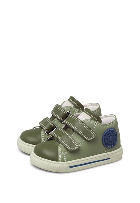 Baskets bébé garçon en cuir michael 3 Kaki-bleu+Orange-bleu 5 - vertbaudet enfant 