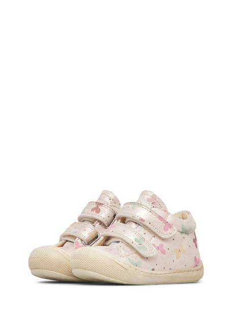 Chaussures premiers pas bébé fille en cuir cocoon à scratch Platine-rose 5 - vertbaudet enfant 