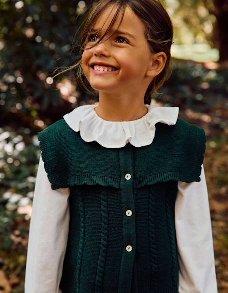 Gilet sans manches en maille avec détails torsadés b&s Vert foncé 1 - vertbaudet enfant 