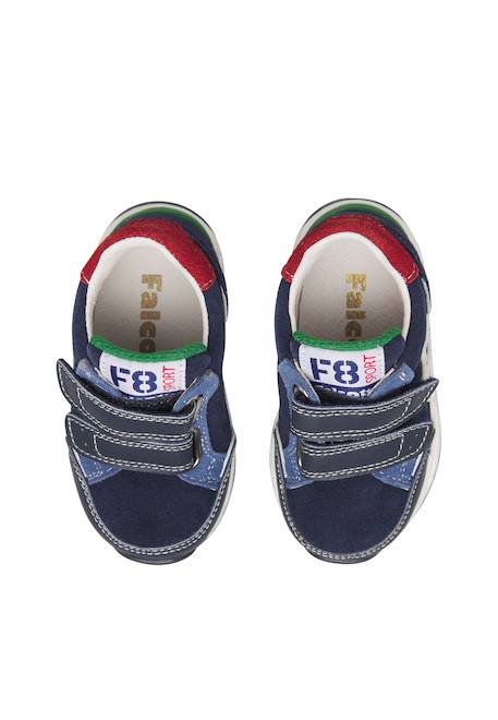 Baskets garçon en cuir et daim nuppi à scratch Bleu marine-rouge 4 - vertbaudet enfant 
