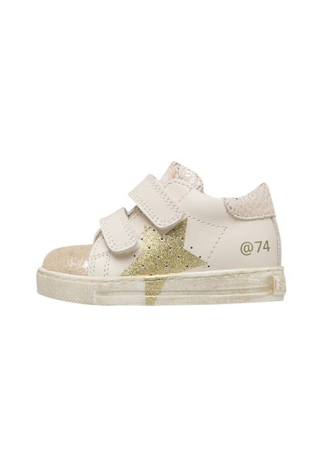 Baskets bébé fille en cuir et daim salazar 3 à scratch Blanc-platine 3 - vertbaudet enfant 