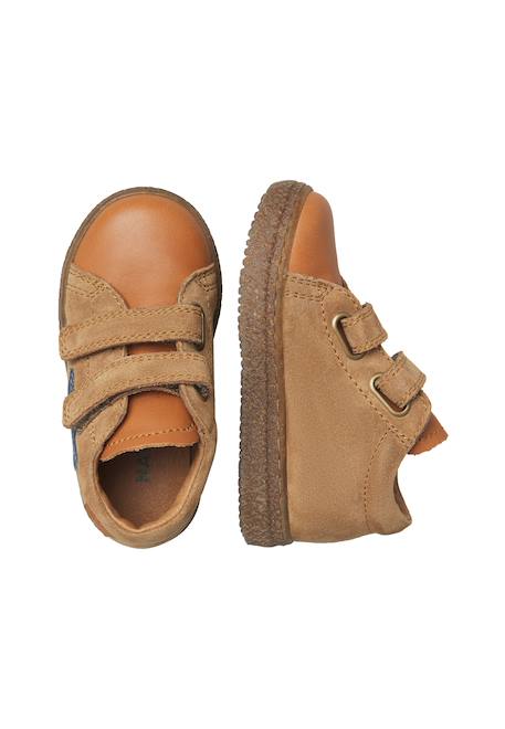 Baskets enfant en cuir et daim albus star à scratch Bleu-vert+Marron-marine 9 - vertbaudet enfant 