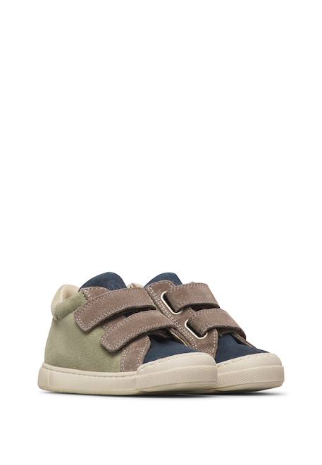 Baskets garçon en daim lovan à lacets et scratch Vert-gris-bleu 2 - vertbaudet enfant 
