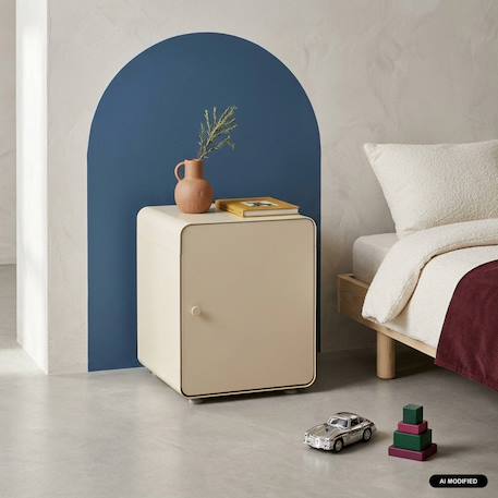 Table de chevet industrielle acier 1 porte - tribeca Beige+Bleu+Noir+Terracotta 1 - vertbaudet enfant 