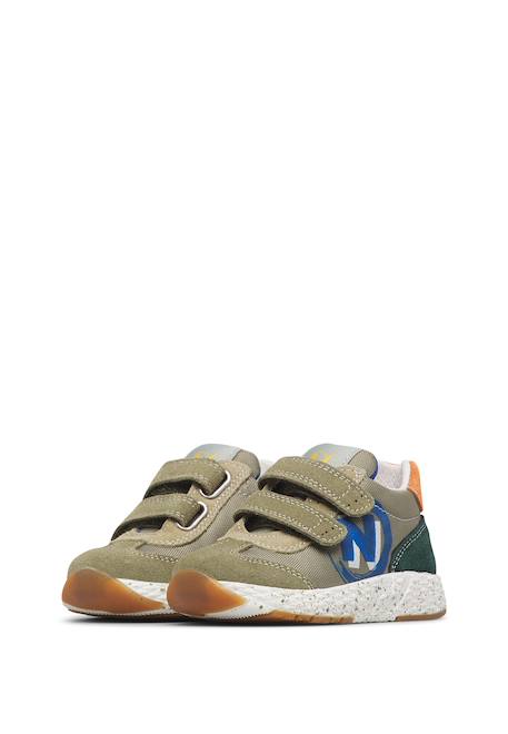 Baskets garçon en cuir et tissu jesko 2 à scratch Beige-marron-vert+Gris-blanc-orange+Kaki-vert-bleu ciel 15 - vertbaudet enfant 