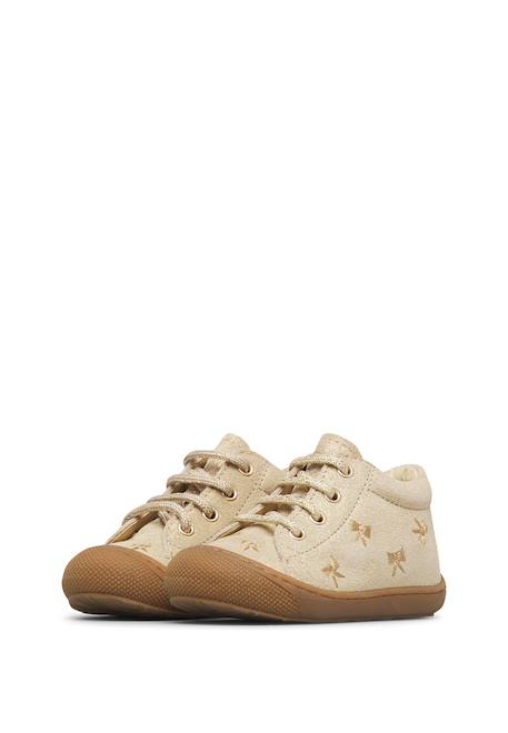 Chaussures premiers pas bébé fille en daim cocoon, broderies nœuds Platine-cognac 5 - vertbaudet enfant 