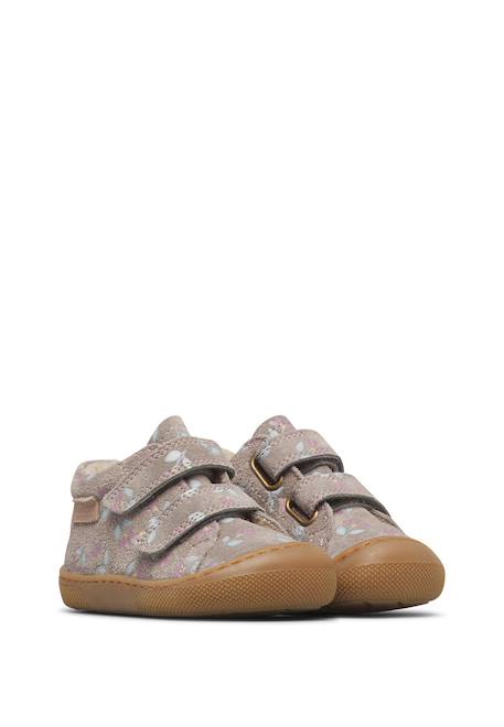 Chaussures premiers pas barefoot bébé fille en daim amur à scratch Gris foncé 2 - vertbaudet enfant 