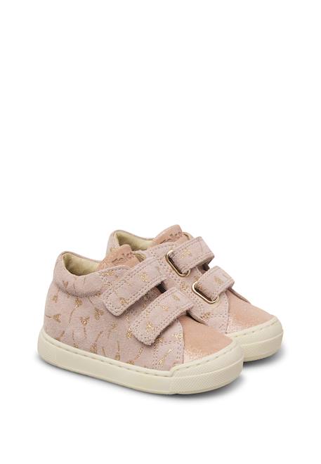 Baskets bébé fille en daim snopes à scratch Rose-platine 2 - vertbaudet enfant 