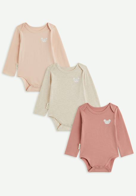 Lot de 3 bodies bébé manches longues Rose 1 - vertbaudet enfant 