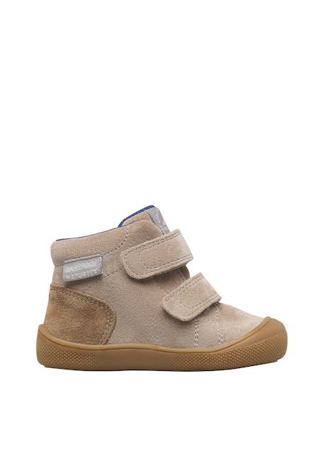 Bottines barefoot bébé garçon en daim spinni à scratch, imperméables Gris tourterelle-marron clair+Marine-bleu 1 - vertbaudet enfant 
