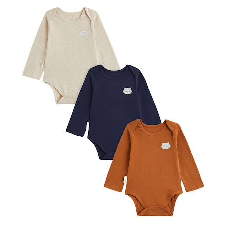 Lot de 3 bodies bébé manches longues Marron 2 - vertbaudet enfant 