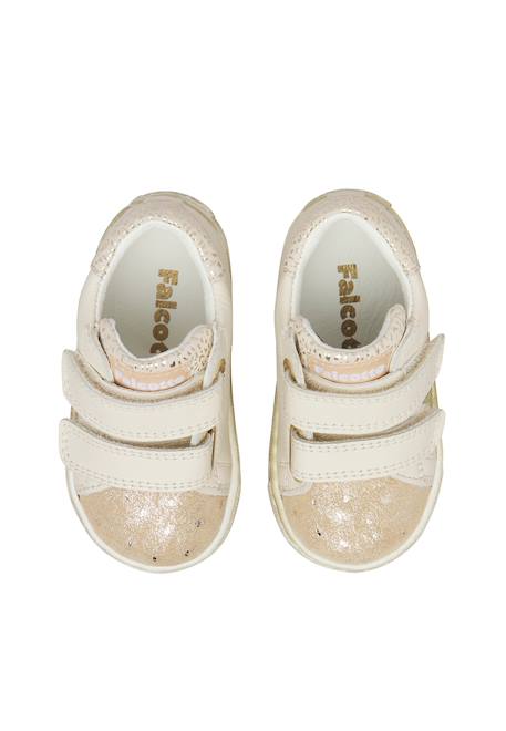 Baskets bébé fille en cuir et daim salazar 3 à scratch Blanc-platine 4 - vertbaudet enfant 