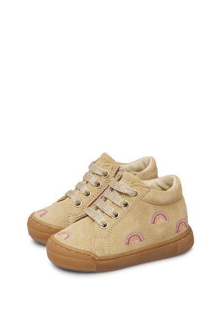 Baskets bébé fille en daim snopes à zip, broderies arc-en-ciel Beige-marron 5 - vertbaudet enfant 