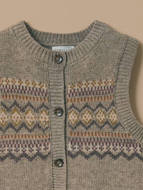 Cardigan jacquard sans manches fille Beige 2 - vertbaudet enfant 