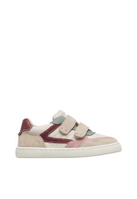Baskets barefoot enfant en cuir et daim bimko à scratch Beige-rose+Marine-blanc crème 1 - vertbaudet enfant 
