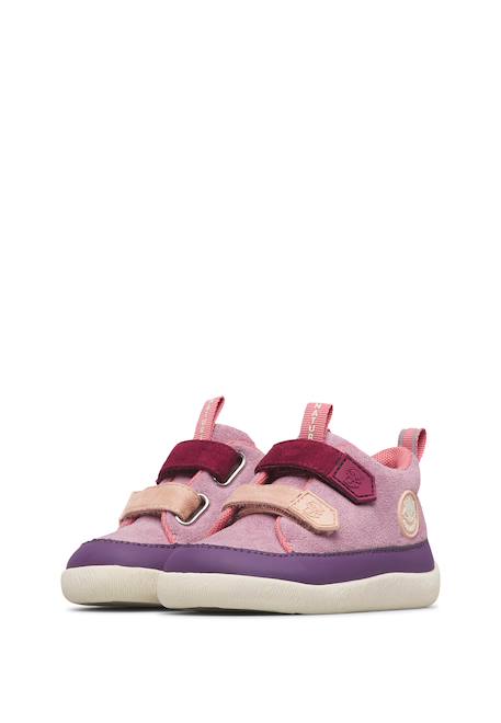 Baskets montantes bébé en simili cuir et synthétique yompy high à scratch Marine-vert+Pourpre foncé-rose 10 - vertbaudet enfant 