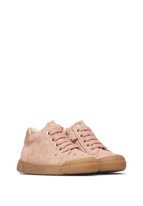 Baskets montantes fille en daim eindhoven high à zip, motif papillons Rose-platine 2 - vertbaudet enfant 