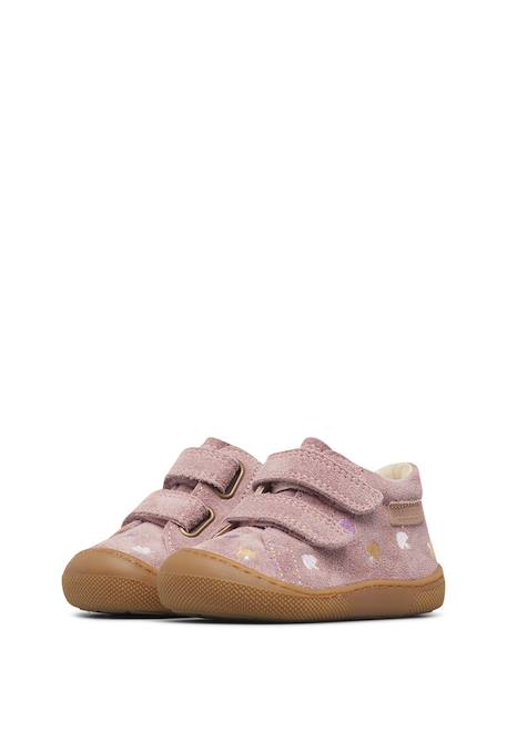Chaussures barefoot fille en daim amur à scratch, broderies champignons Rose-rose clair 5 - vertbaudet enfant 