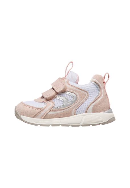 Baskets bébé fille en simili cuir et tissu sulko à scratch Argent-rose 3 - vertbaudet enfant 