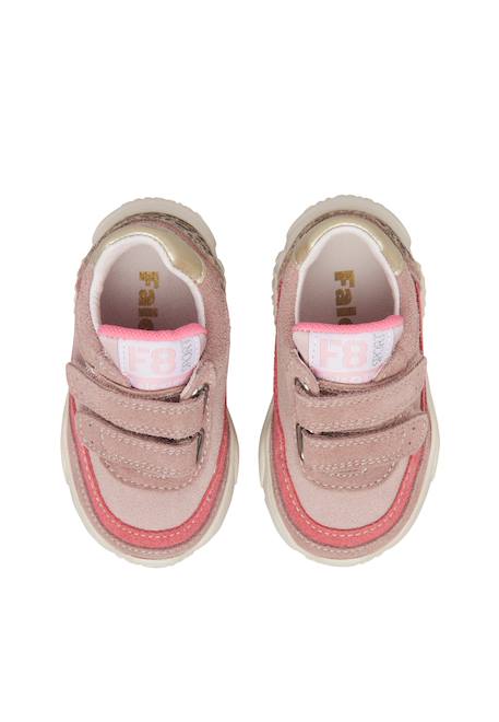 Baskets fille en daim amantea 2 à scratch Rose-platine 4 - vertbaudet enfant 