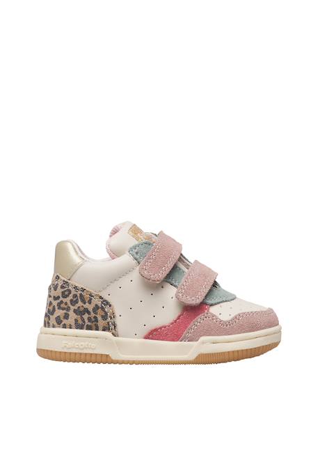 Baskets fille en cuir et daim klip 4 à scratch Rose-platine 1 - vertbaudet enfant 