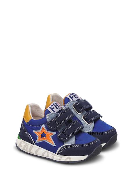 Baskets bébé garçon en daim et tissu technique nuppi à scratch Marine-citrouille 2 - vertbaudet enfant 