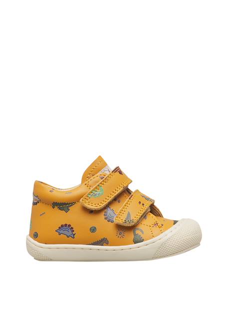 Chaussures premiers pas bébé garçon en cuir cocoon à scratch Citrouille-blanc 1 - vertbaudet enfant 
