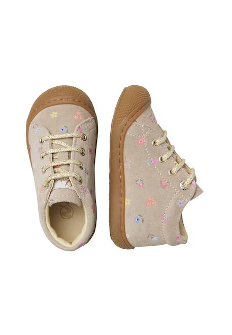 Chaussures premiers pas bébé fille en daim cocoon Beige-platine+Rose-magnolia 4 - vertbaudet enfant 