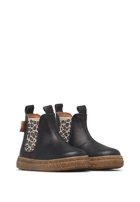 Bottines chelsea bébé fille en cuir figus Noir-marron 2 - vertbaudet enfant 