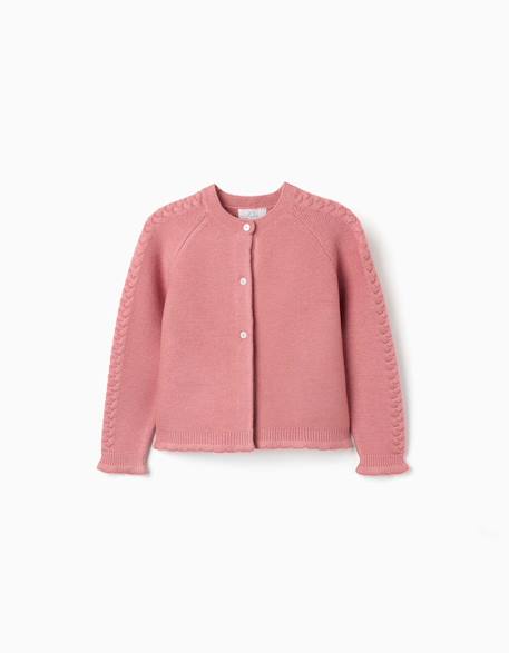 Cardigan en maille avec détails torsadés Rose 1 - vertbaudet enfant 