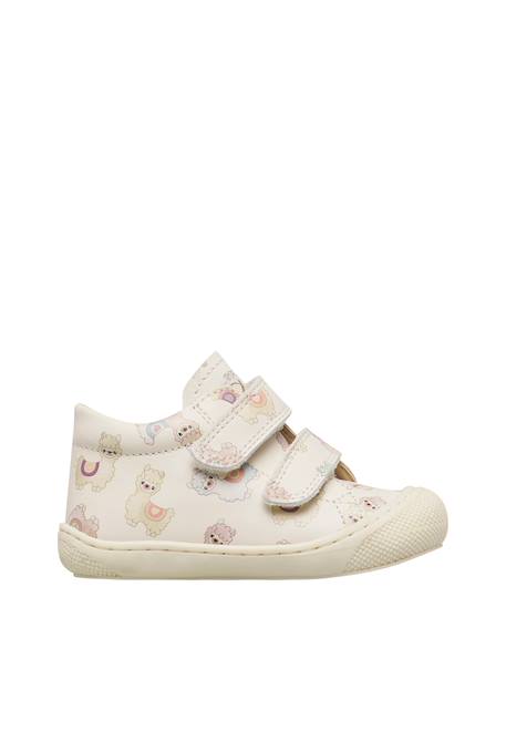 Chaussures premiers pas bébé fille en cuir cocoon à scratch Blanc crème-céleste 1 - vertbaudet enfant 