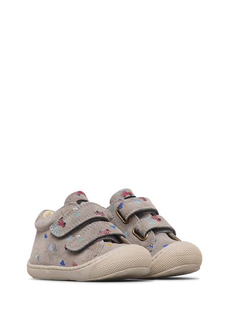 Chaussures premiers pas bébé garçon en daim cocoon à scratch Gris foncé-marine+Gris foncé-marron 2 - vertbaudet enfant 